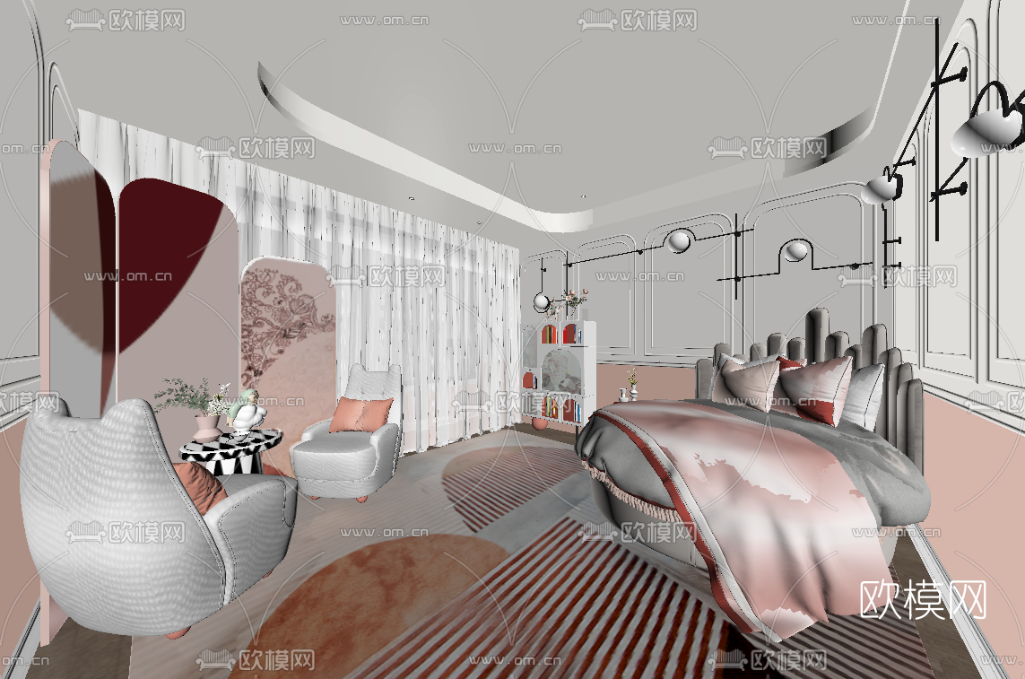 北欧女孩房su模型下载