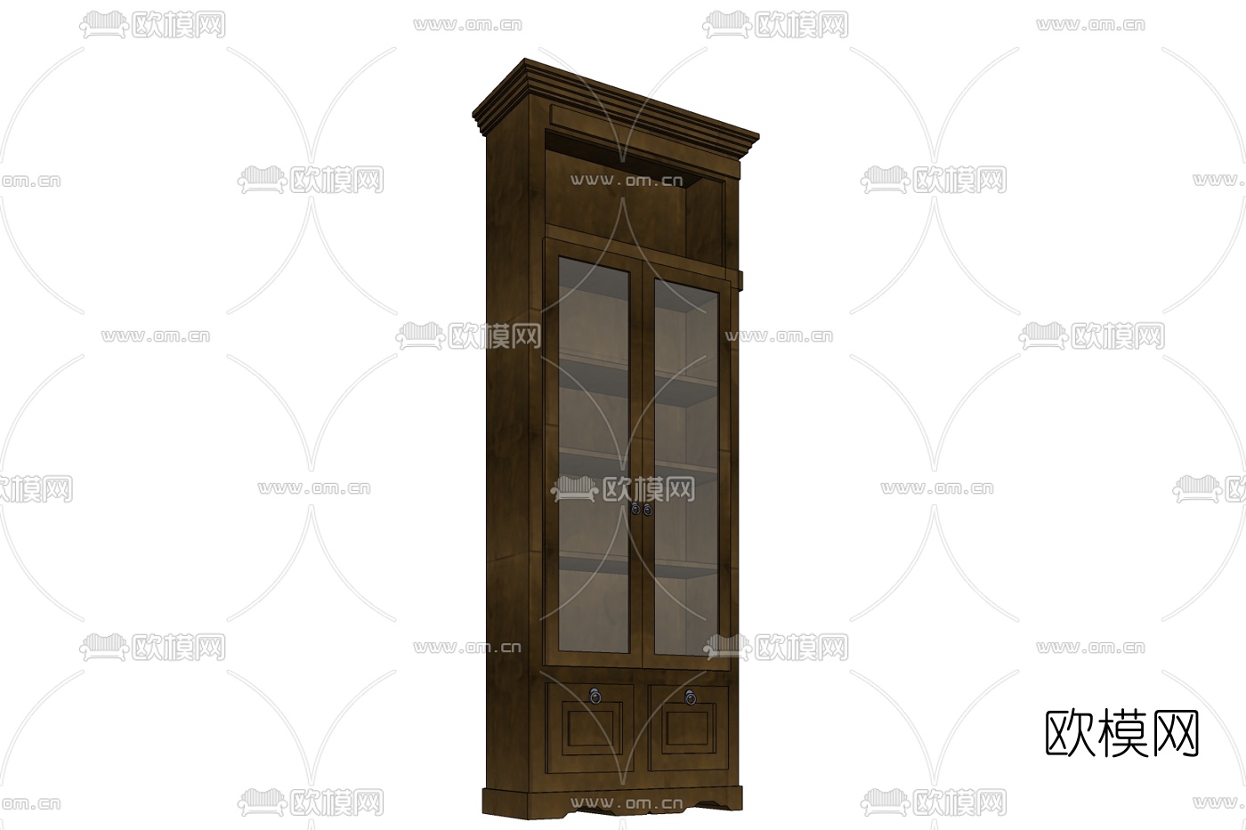 欧式古典玻璃衣柜免费su模型下载