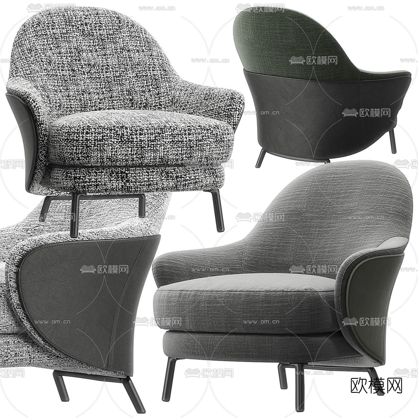 现代休闲躺椅3d模型下载（渲染图2）