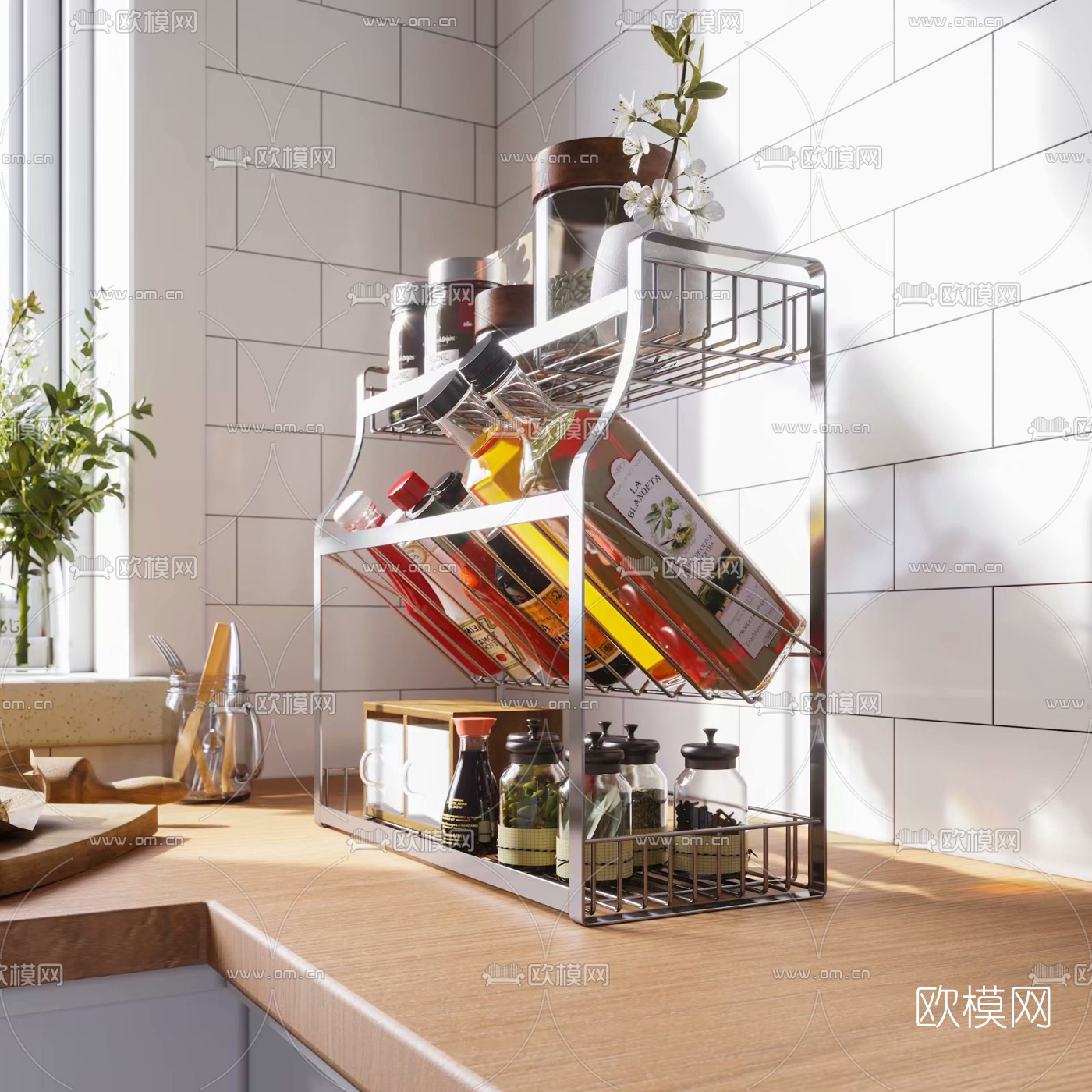 现代厨卫用品调味品3d模型下载（渲染图2）