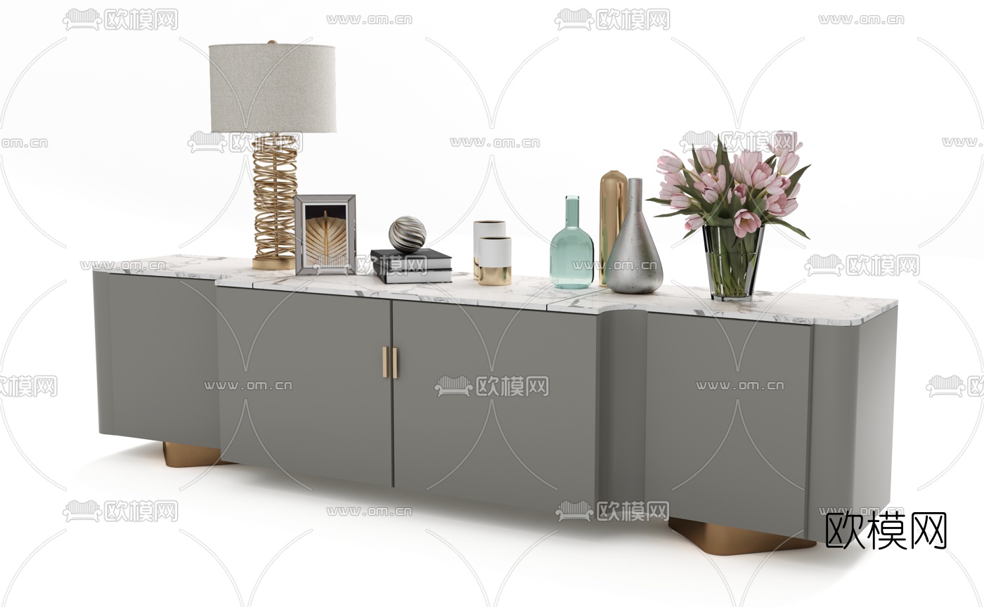 现代漆面电视柜3d模型下载（渲染图5）