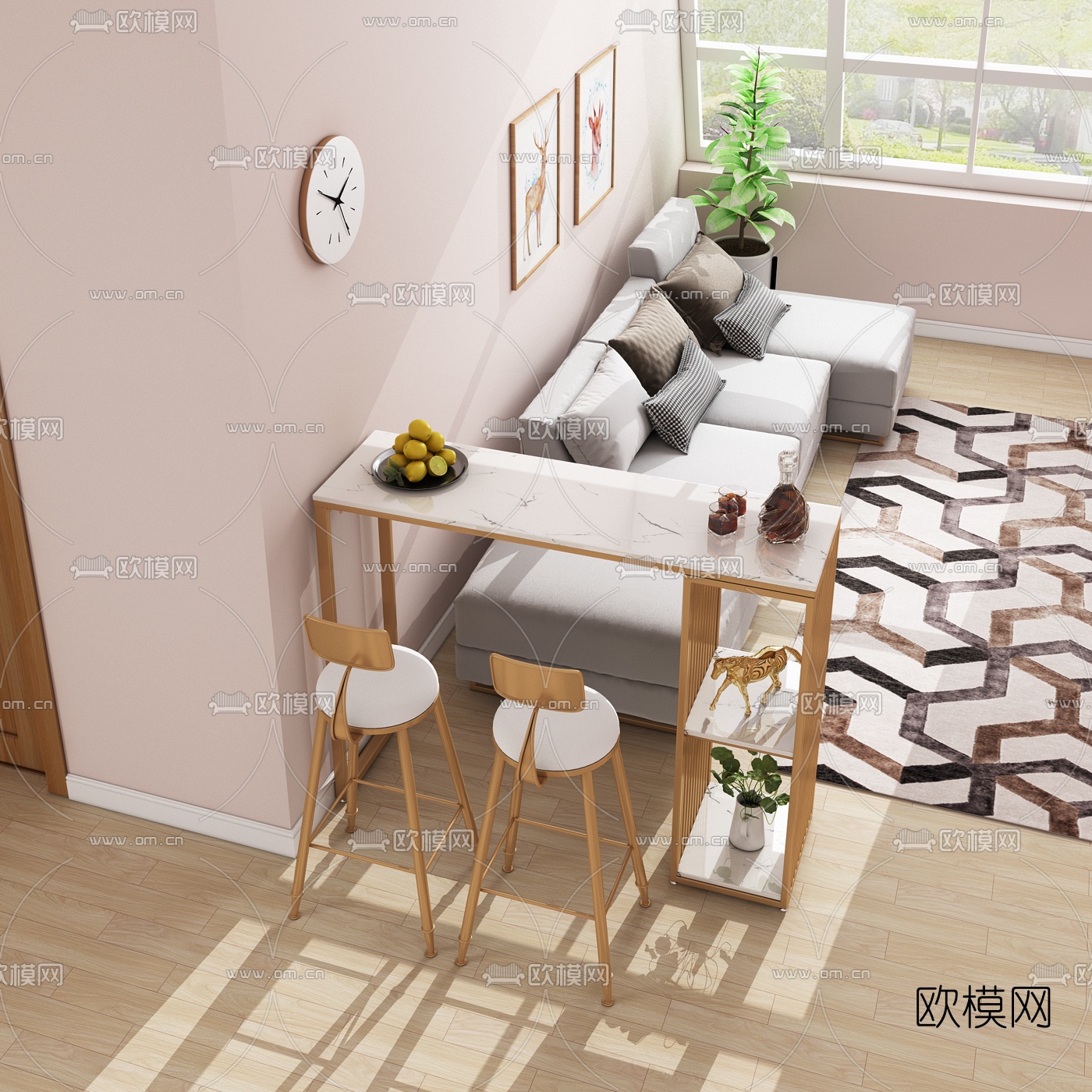 北欧客厅吧台3d模型