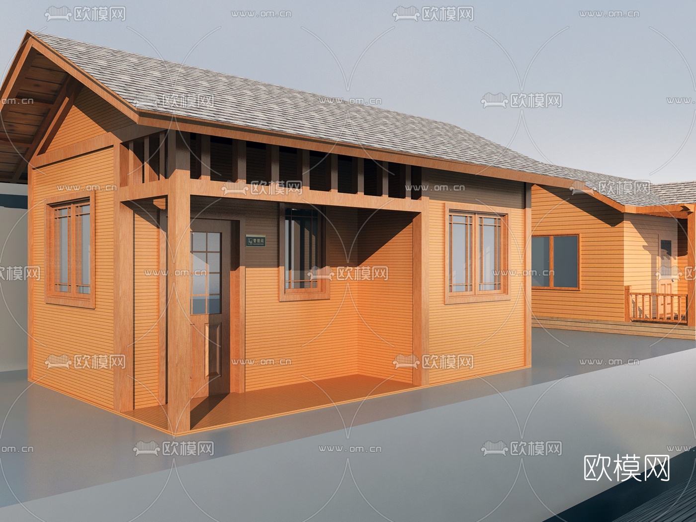 美式田园独栋木屋3d模型