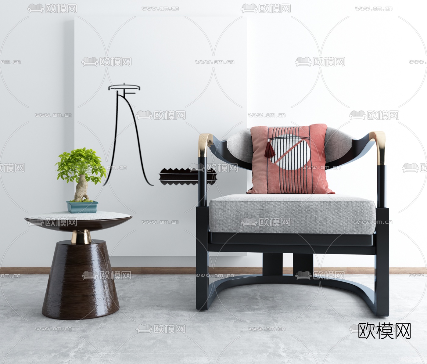 现代轻奢单椅3d模型下载