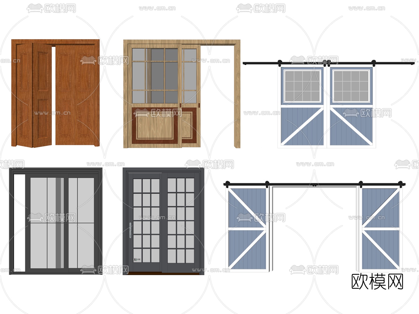 歐模網提供精美的現代穀倉門推拉門su模型,本次模型素材主題為現代