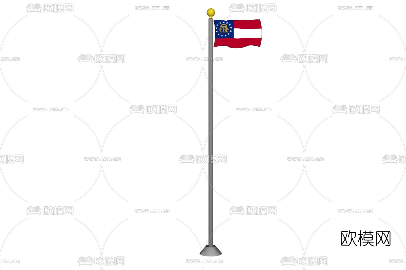 现代国旗旗帜免费su模型下载