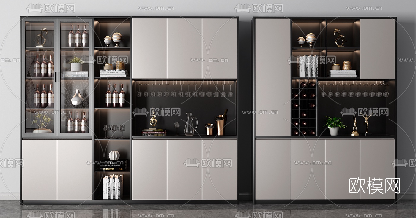 现代酒柜组合3d模型