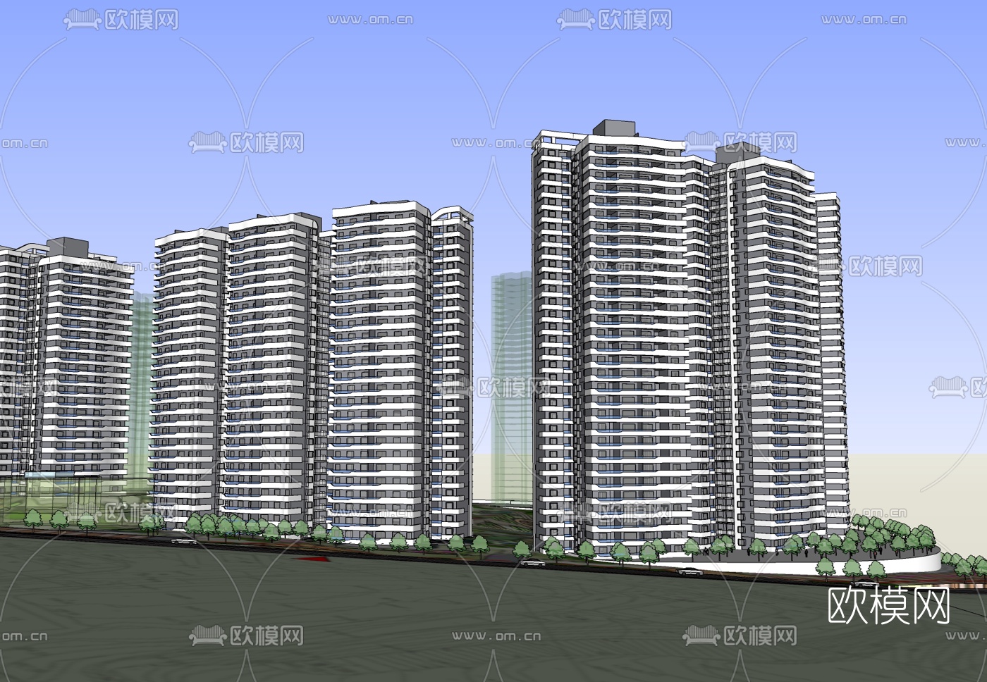 现代高层办公楼免费su模型