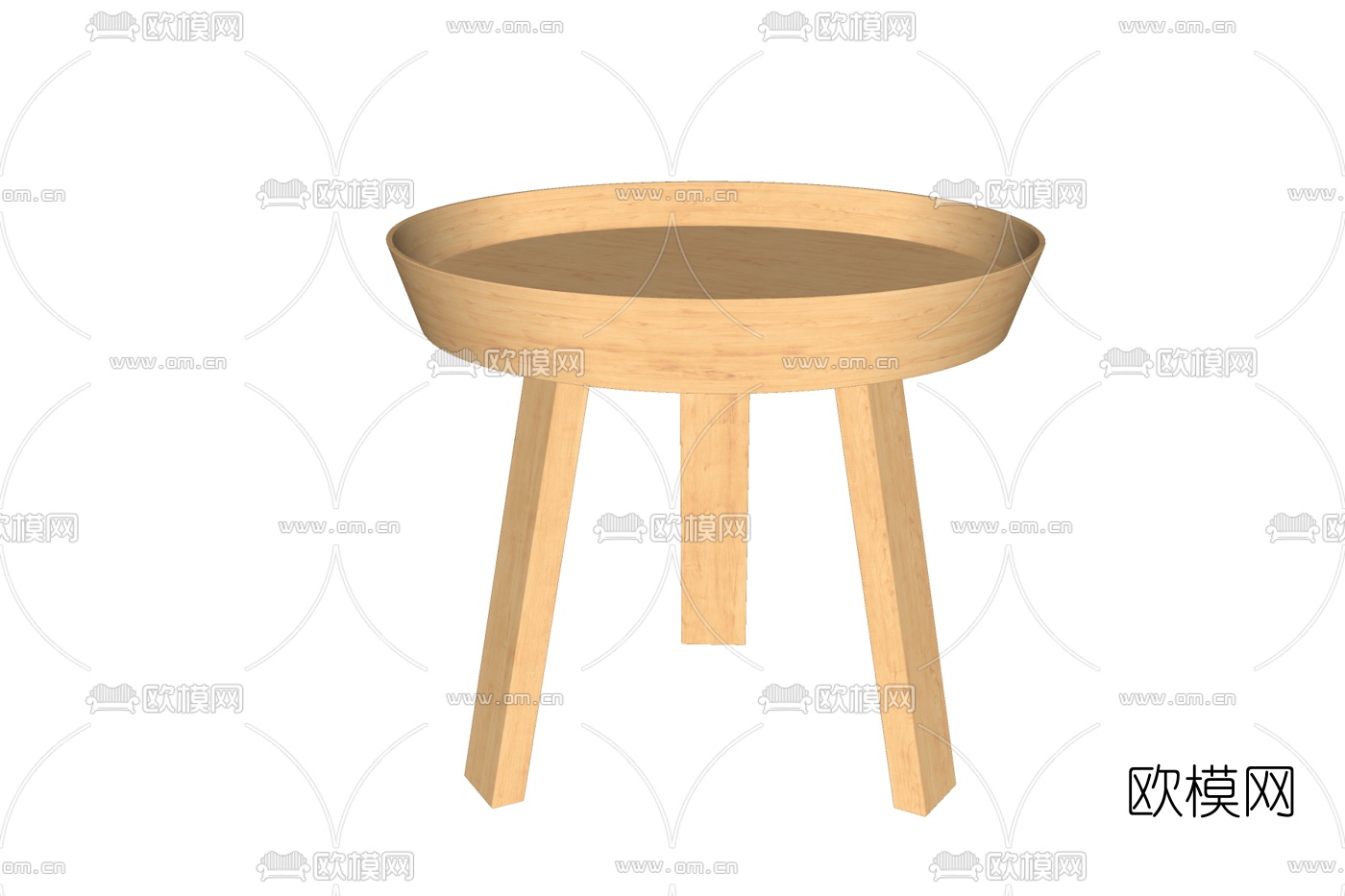 现代实木圆几免费su模型下载
