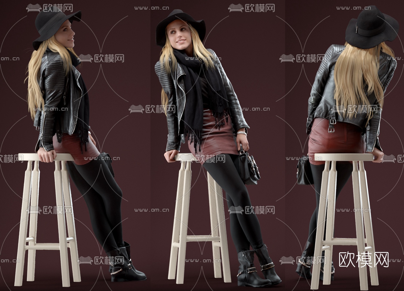 欧式休闲美女3d模型下载