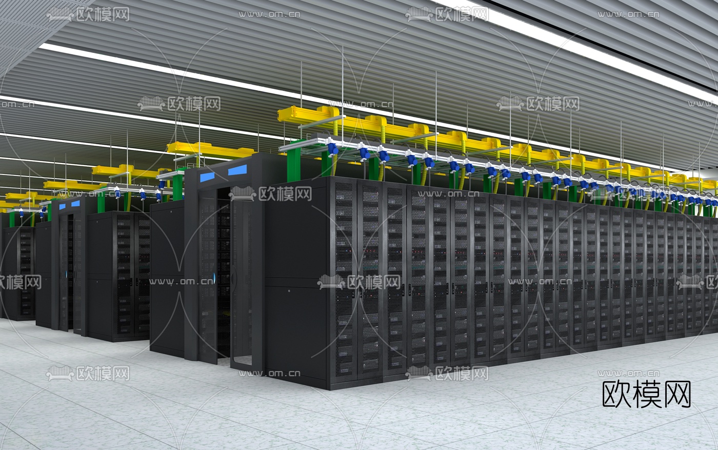 现代数据服务器机房3d模型