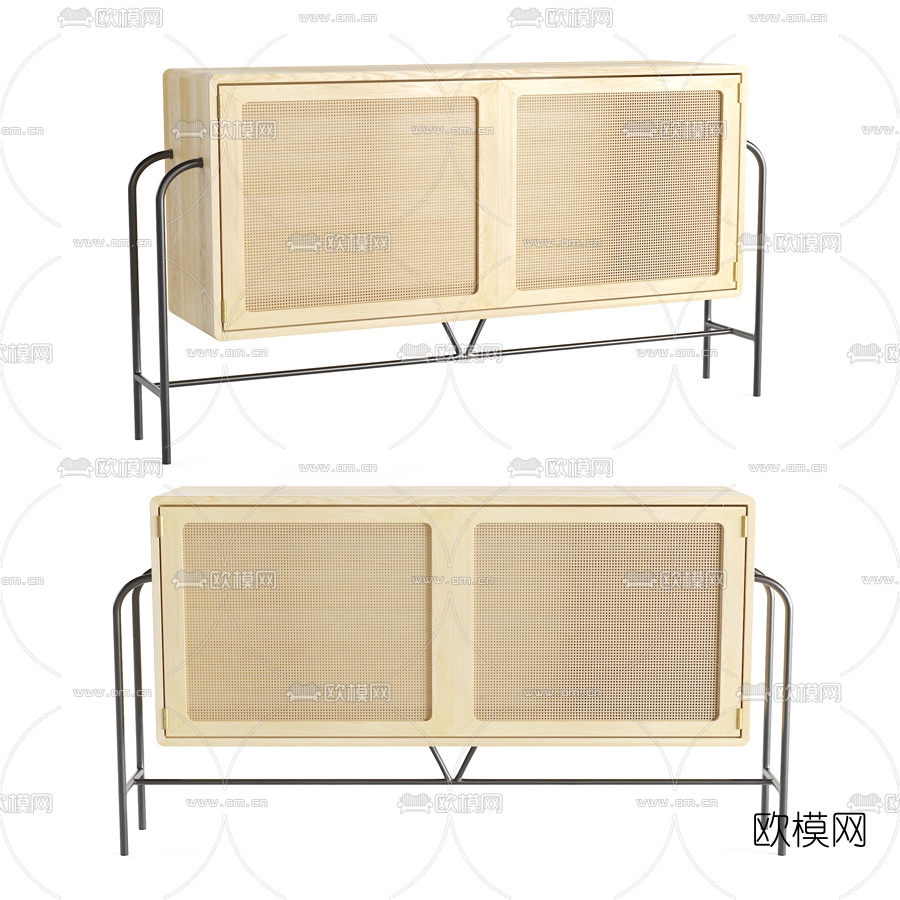 北欧实木装饰柜3d模型下载