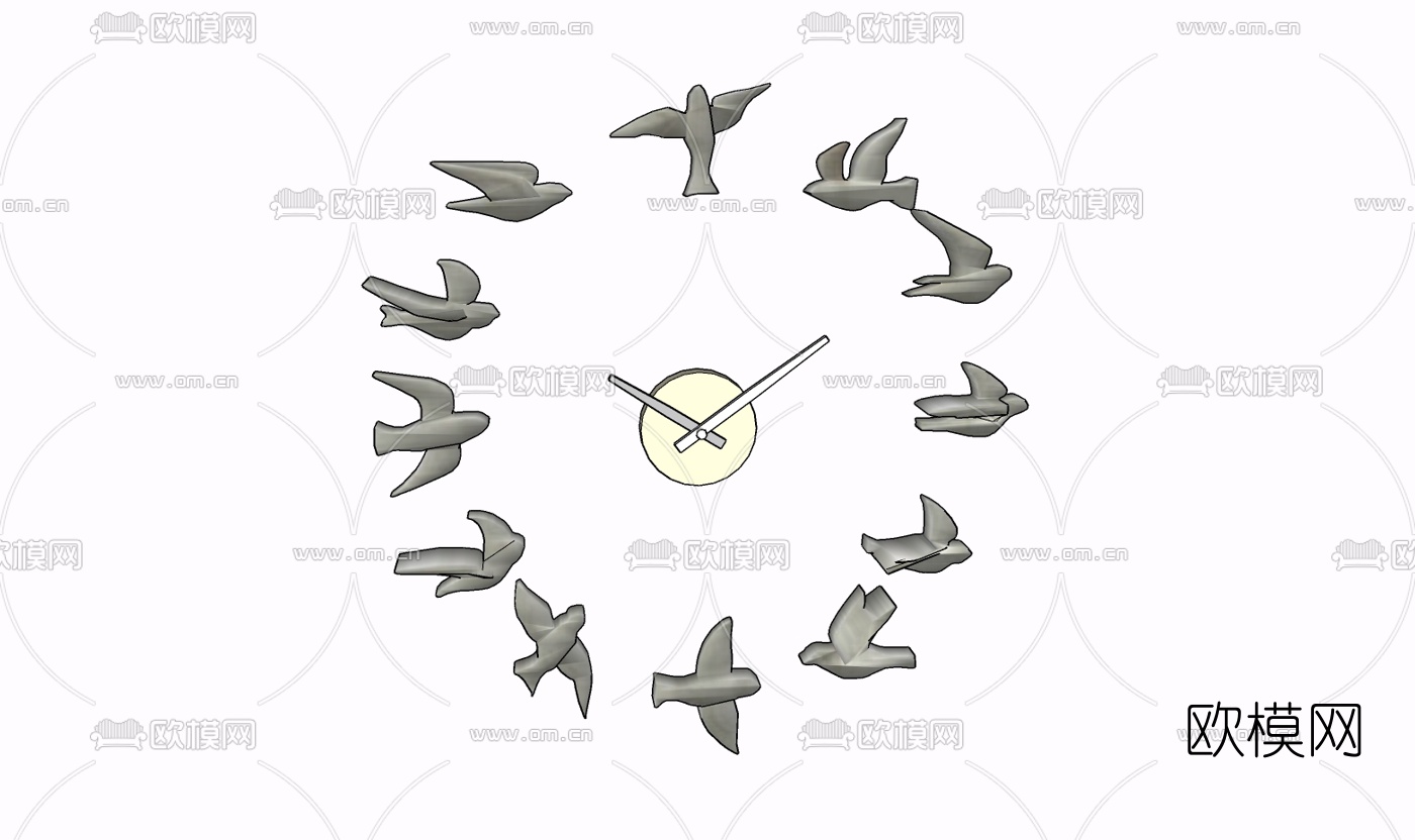 现代装饰时钟免费su模型下载