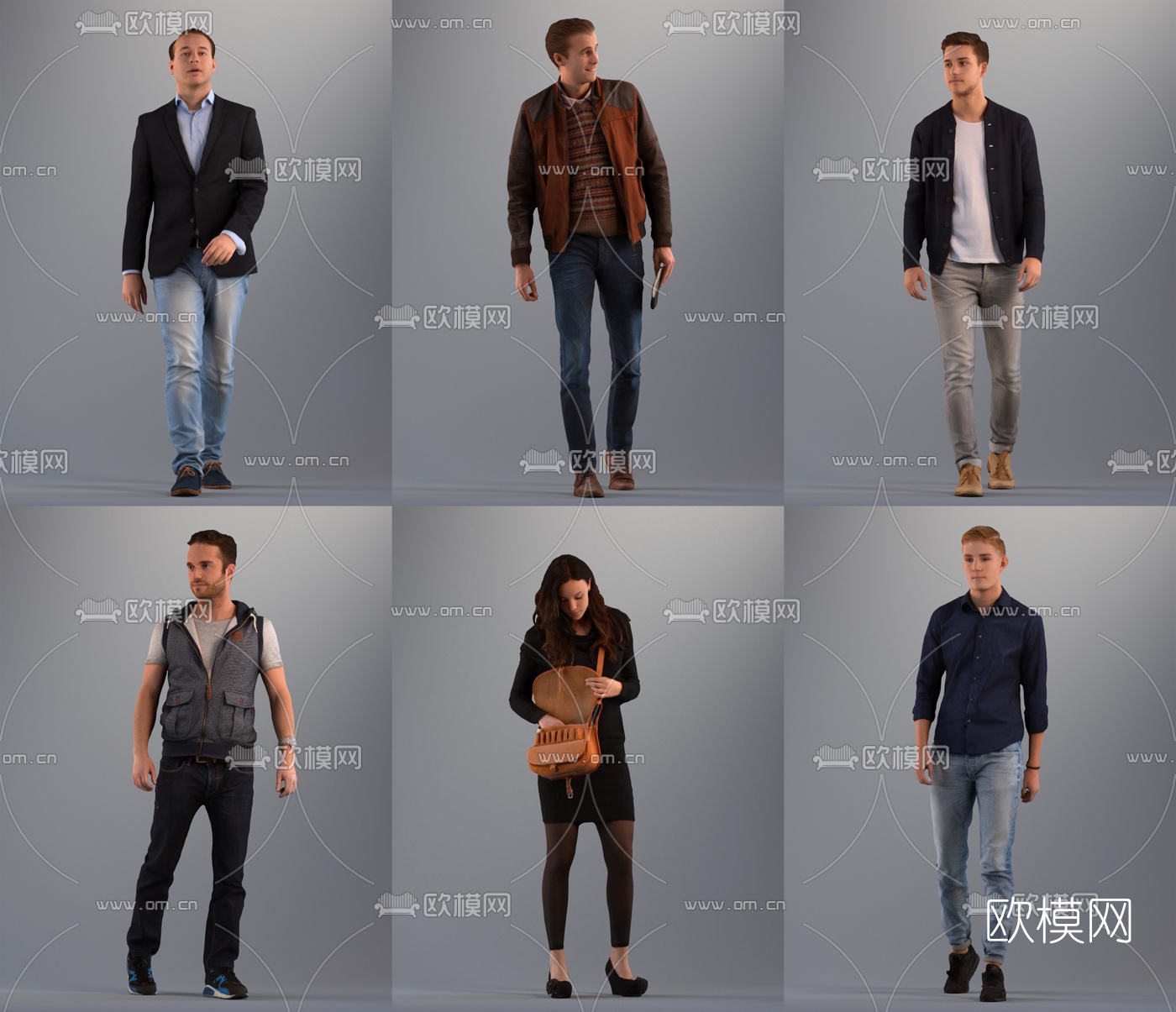 现代时尚男女人物3d模型