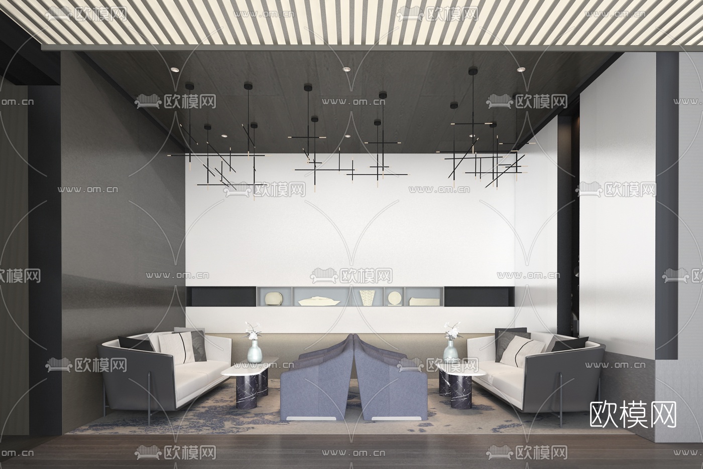 元禾大千设计 现代售楼处洽谈区3d模型