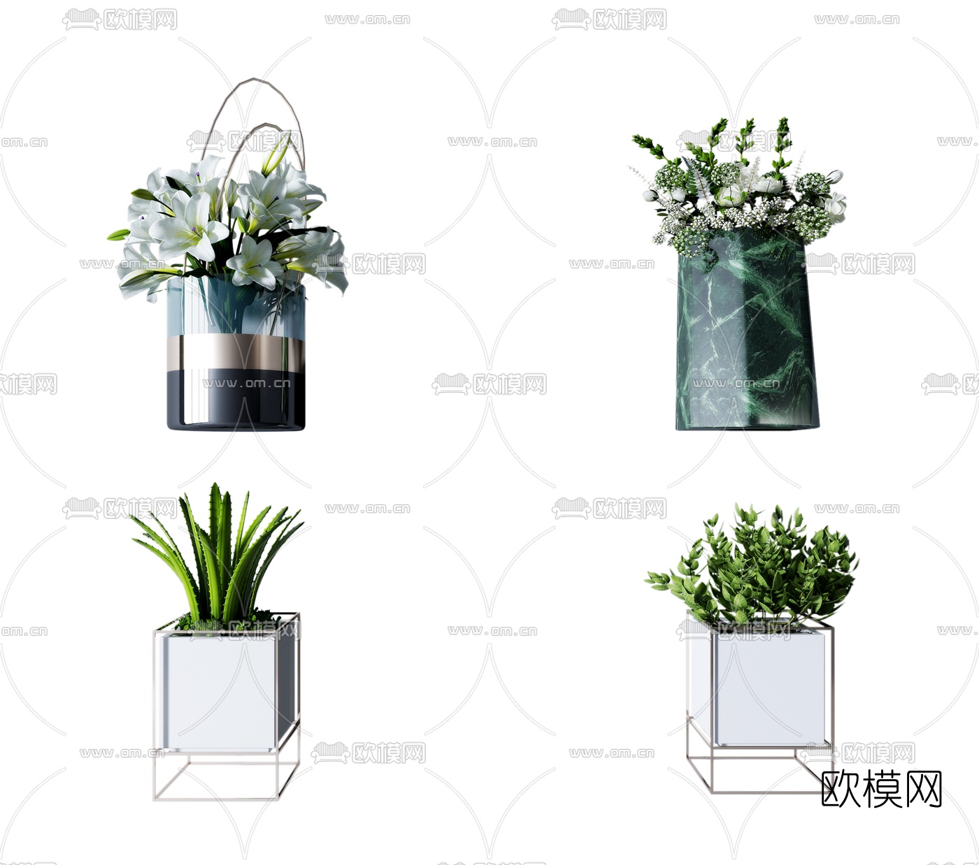 现代花艺盆栽3d模型-免费3dmax模型库-欧模网