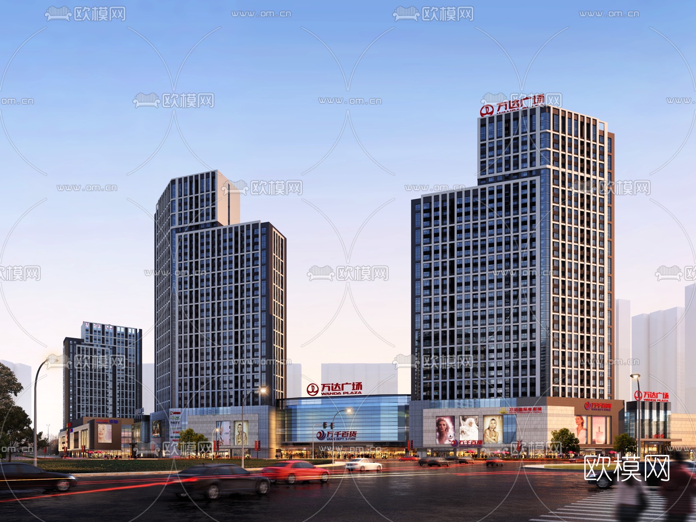 现代商业广场免费su模型下载