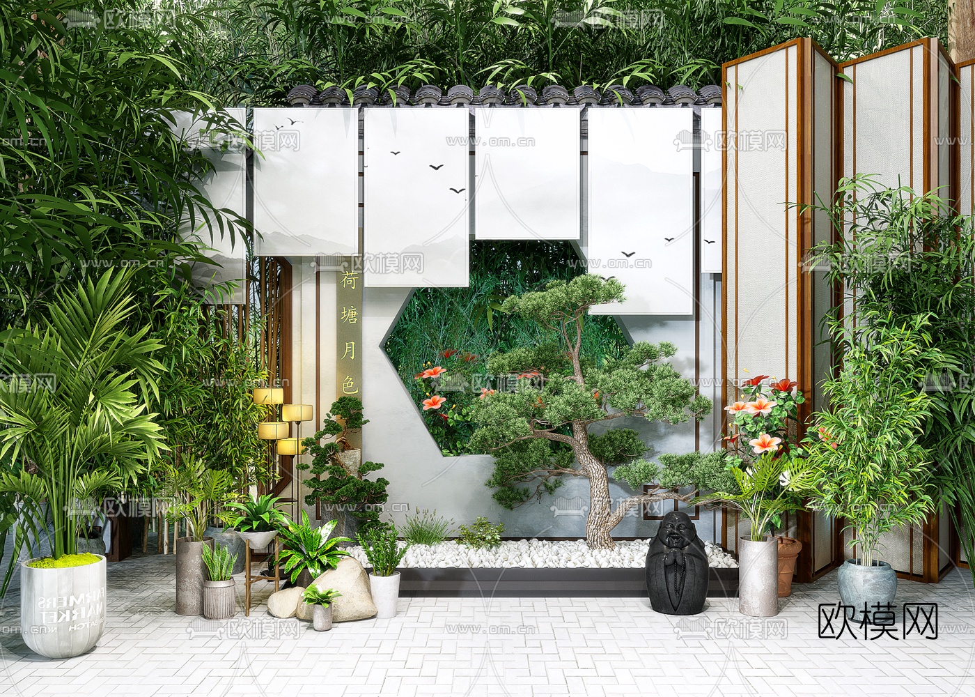 新中式竹林景观3d模型下载