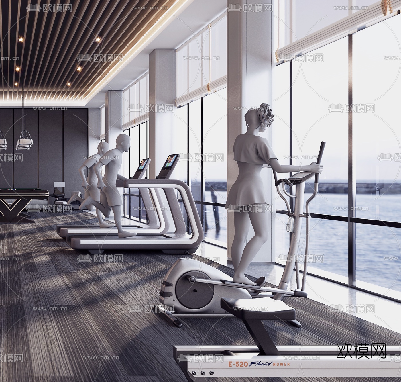 现代简约健身房3d模型下载（渲染图2）