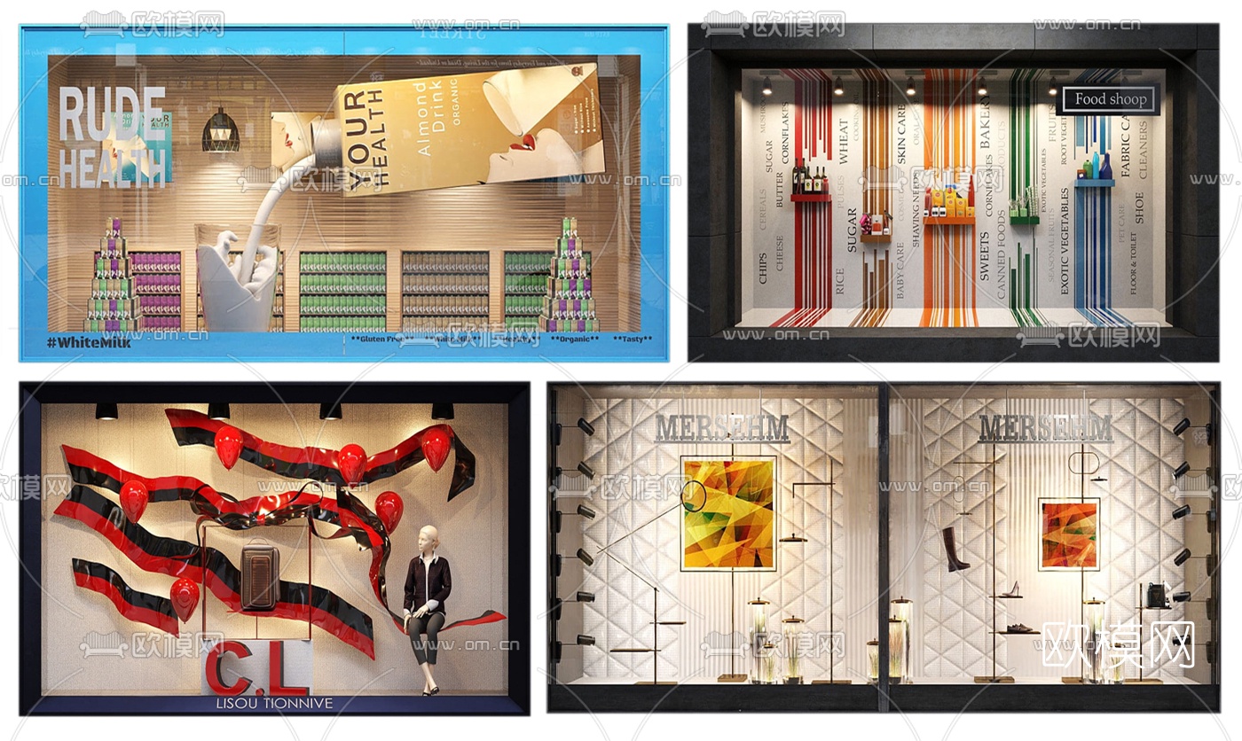 现代商场服装店橱窗3d模型下载
