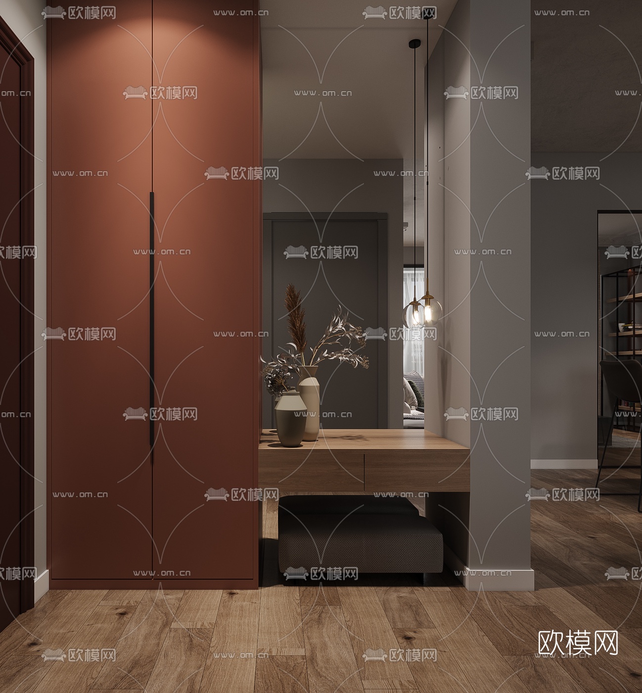 现代客厅餐厅3d模型