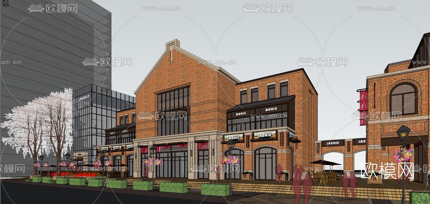 欧式商业街su模型下载（渲染图4）