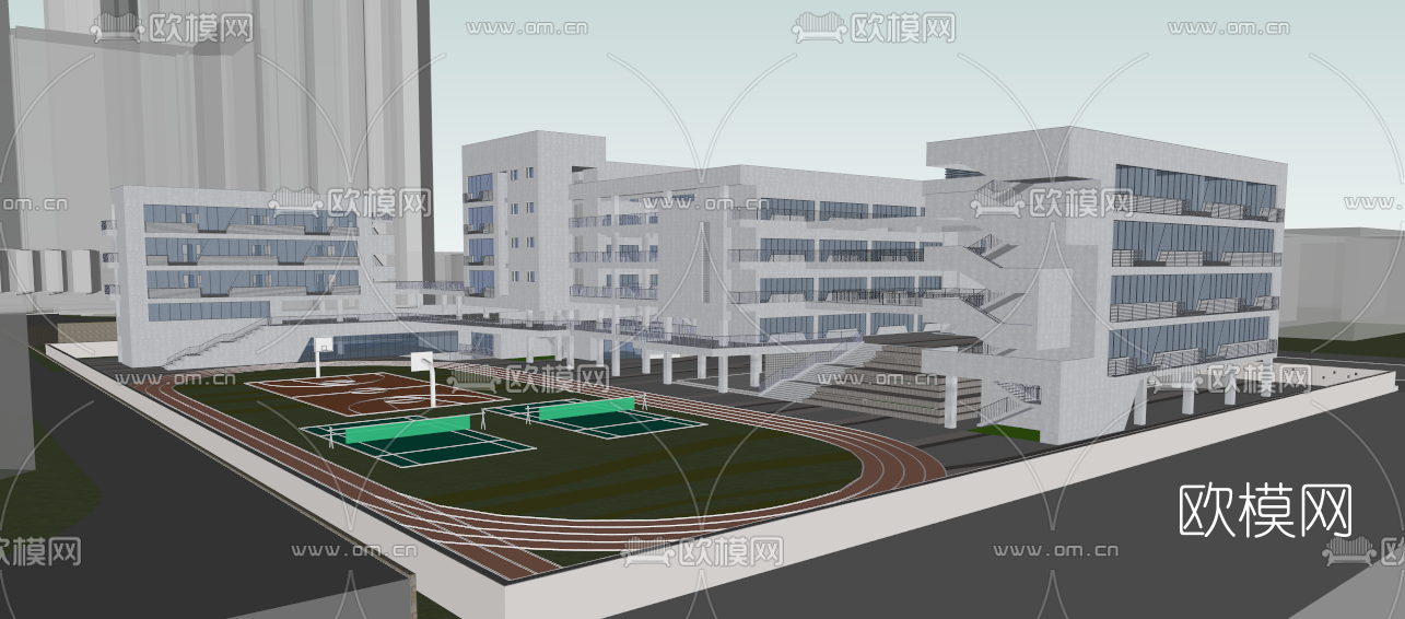 现代学校su模型下载（渲染图4）
