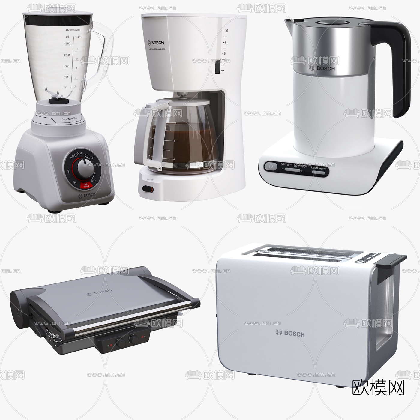 现代破壁机豆浆机吐司机3d模型下载（渲染图1）