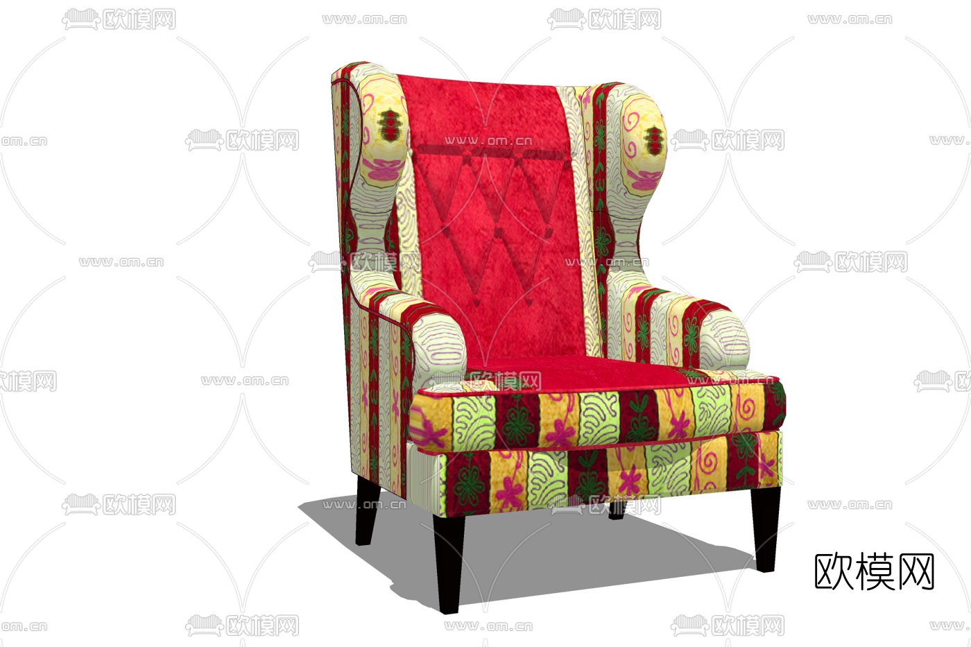欧式布艺单椅免费su模型下载