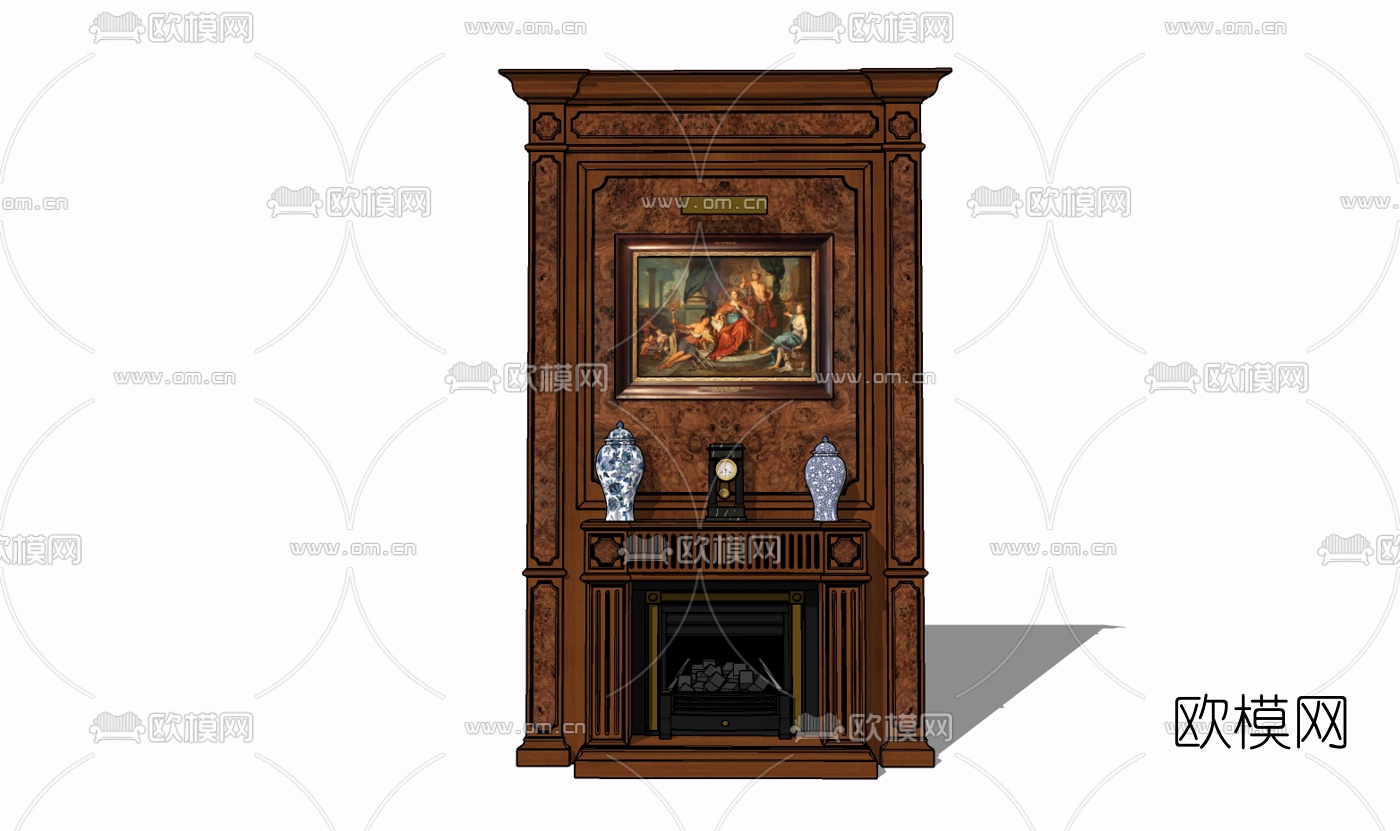欧式壁炉免费su模型下载