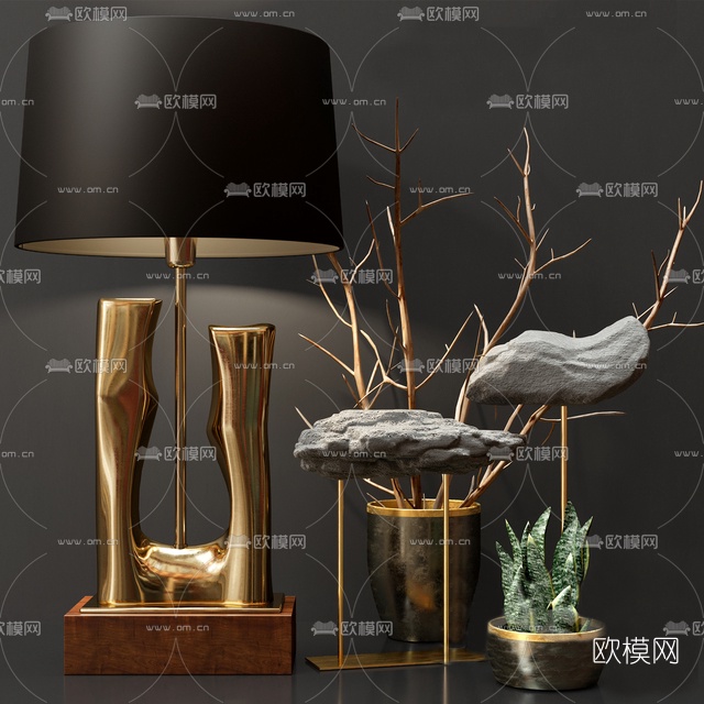 后现代金属台灯摆件3d模型