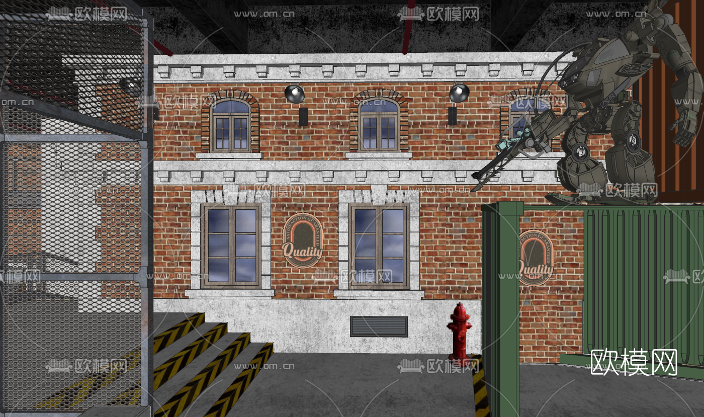 工业风街头篮球嘻哈主题酒吧su模型下载（渲染图6）