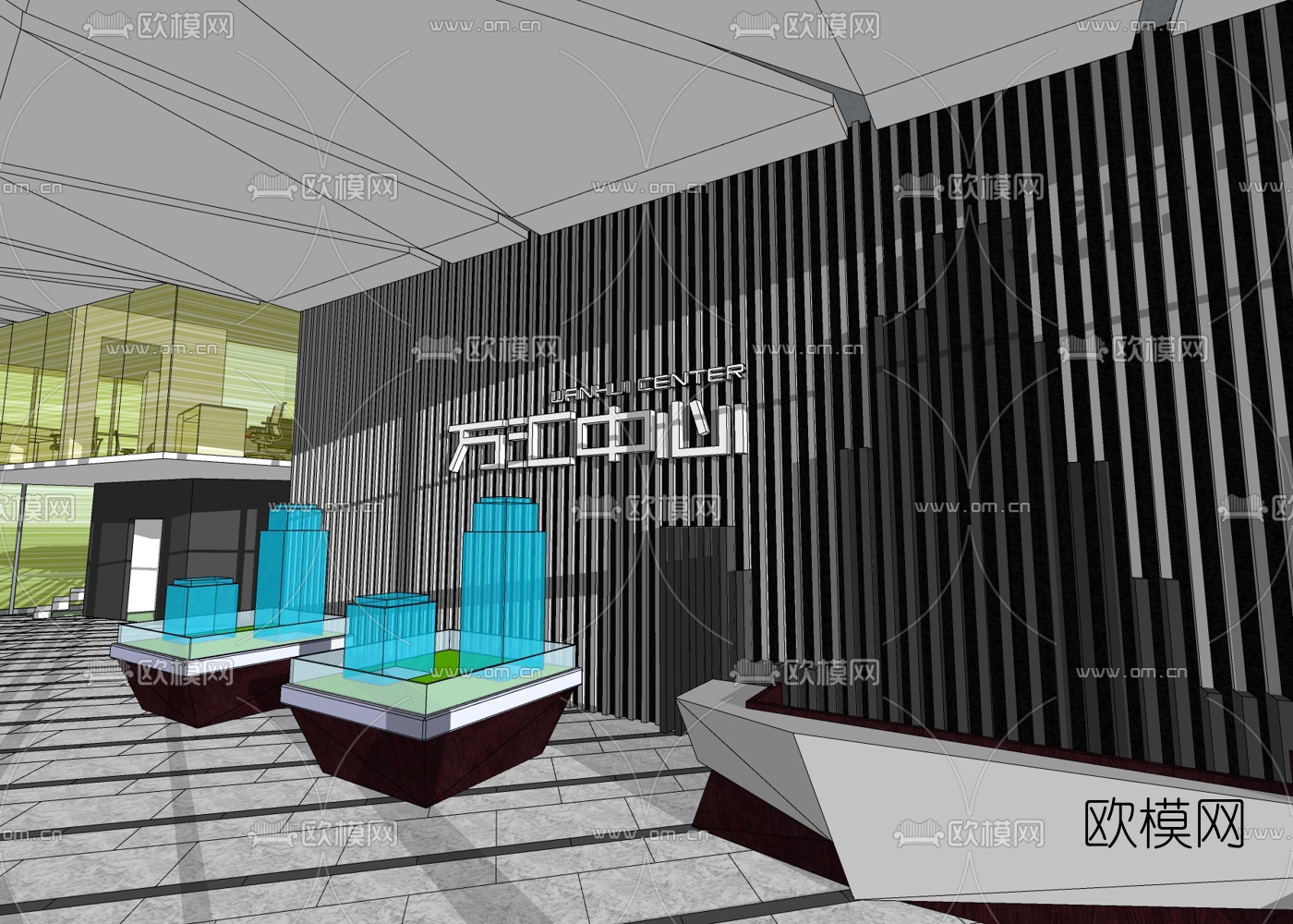 现代售楼处免费su模型下载