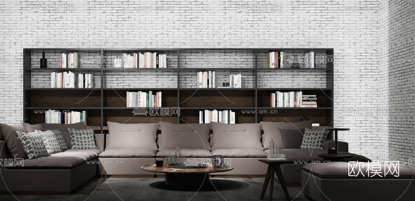 工业风布艺沙发组合3d模型下载