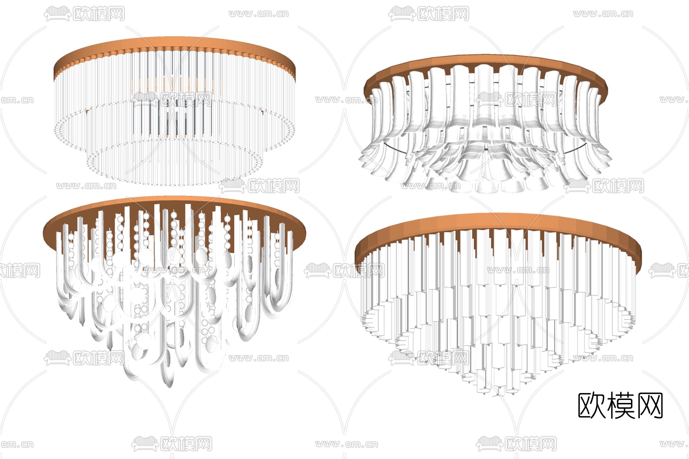 现代水晶吊灯免费su模型下载
