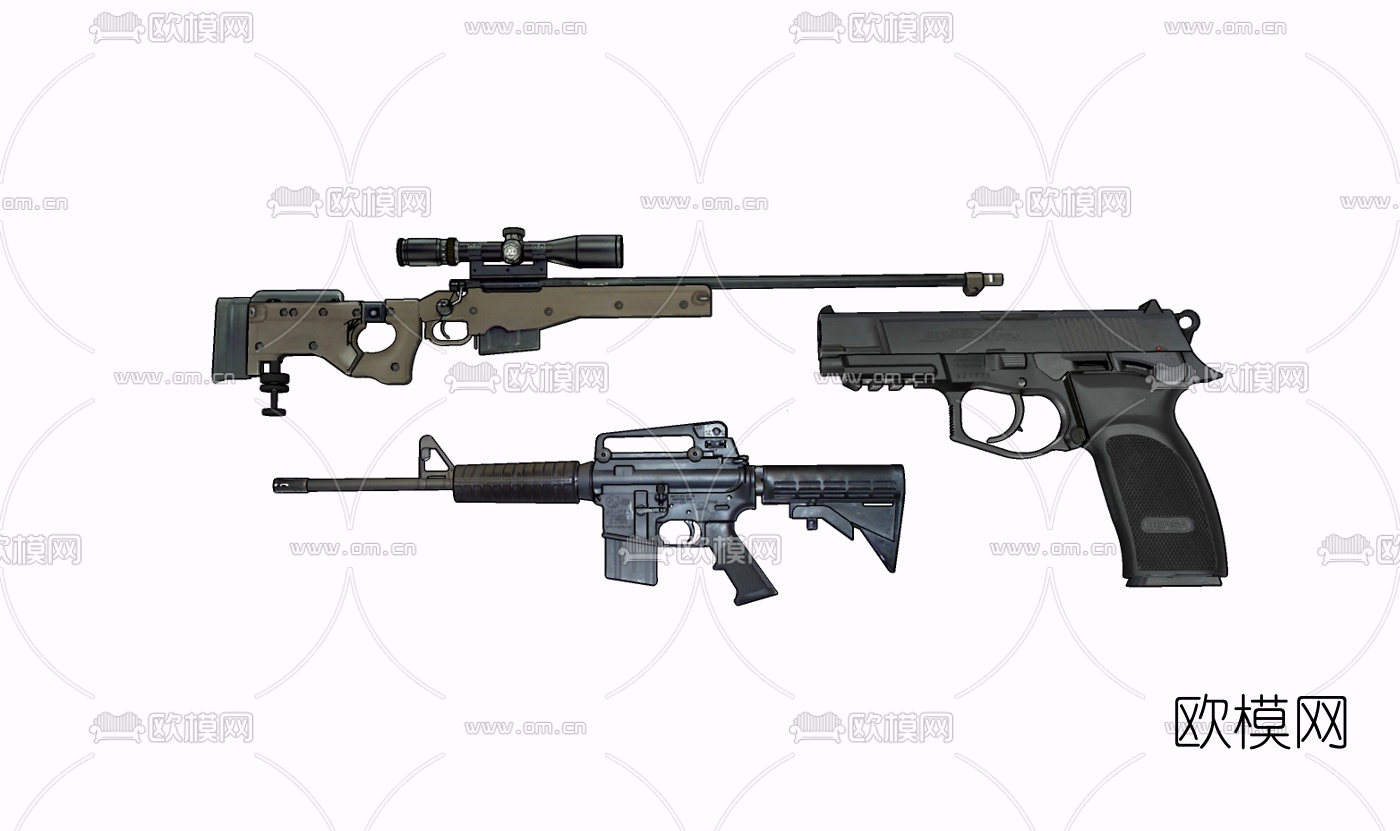 现代枪械免费su模型下载