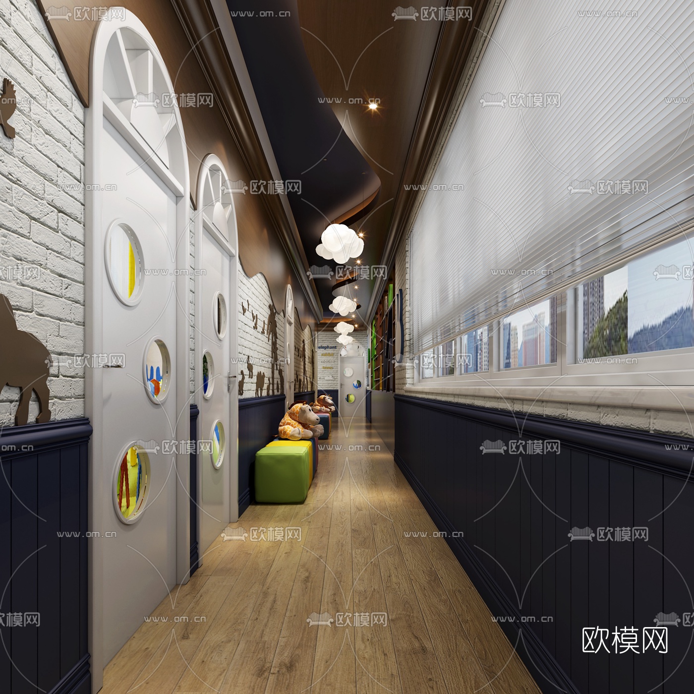 简美儿童培训前台大厅3d模型