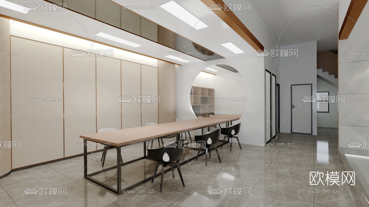 现代办公室会议室su模型