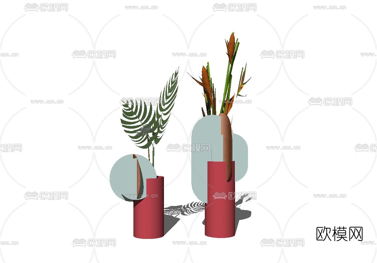 现代花瓶花卉su模型