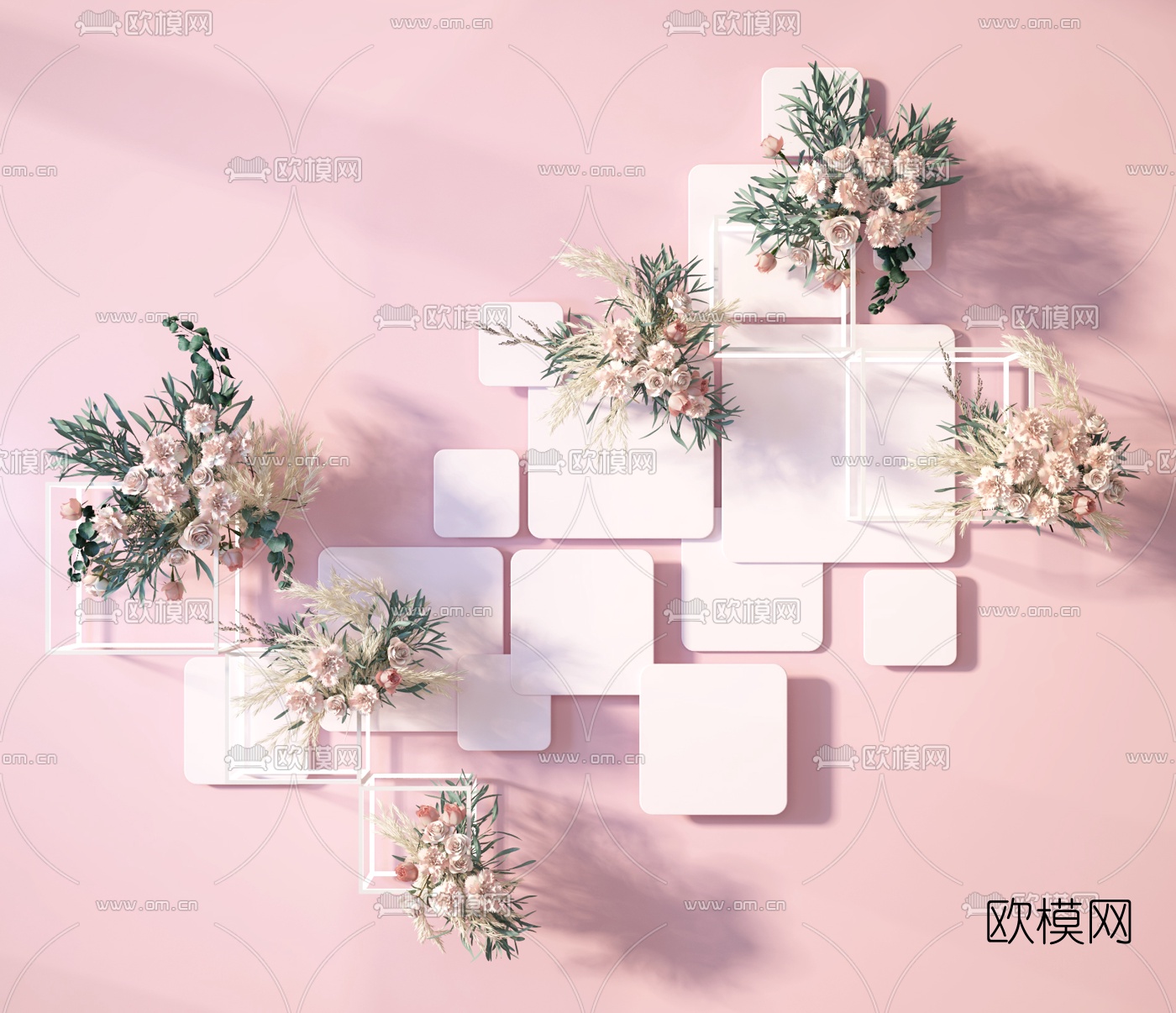 现代花艺墙饰挂件3d模型下载