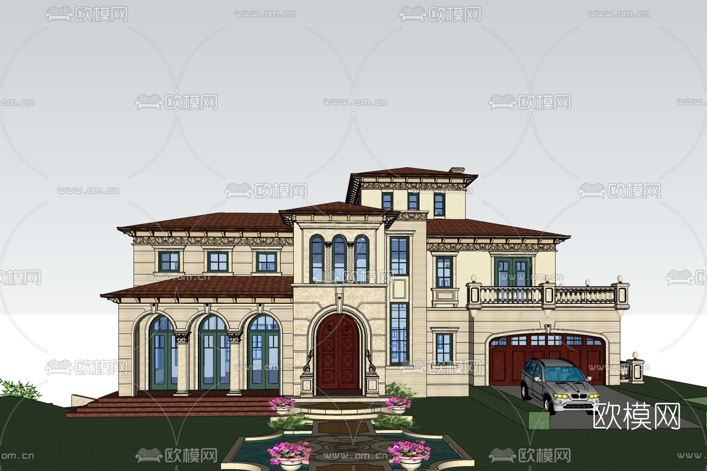 欧式别墅规划免费su模型下载