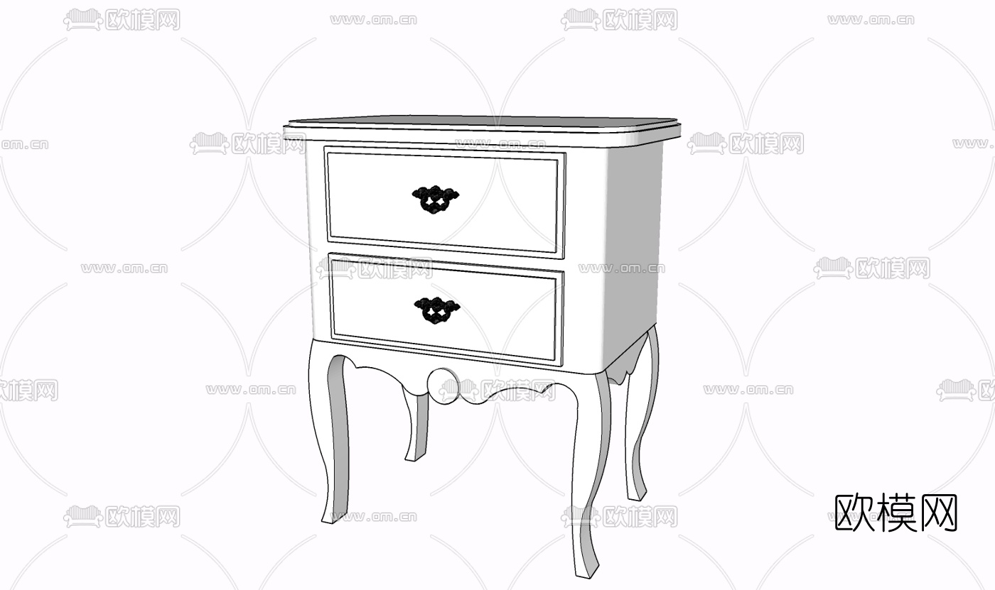 欧式实木边柜免费su模型下载