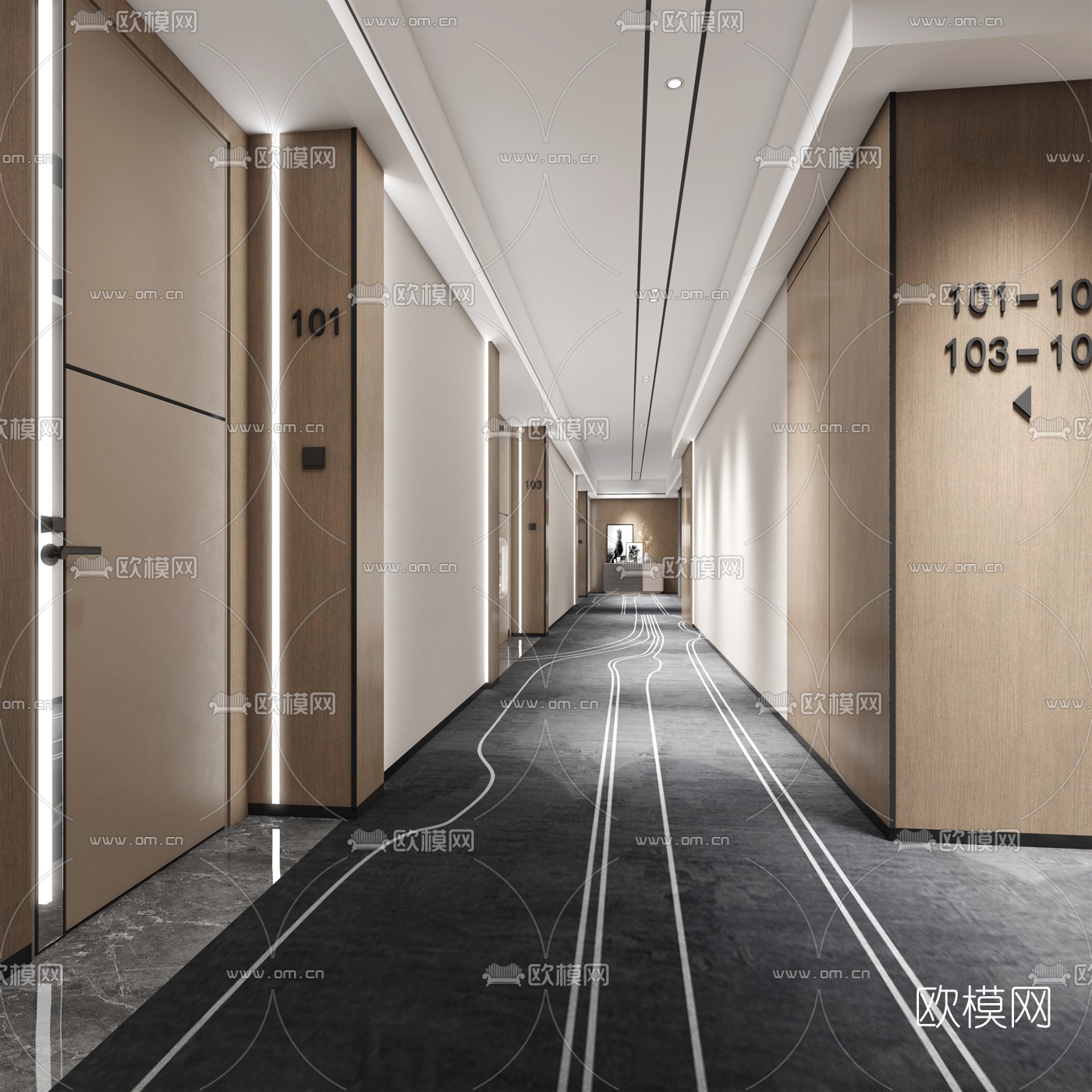 现代酒店走廊过道3d模型