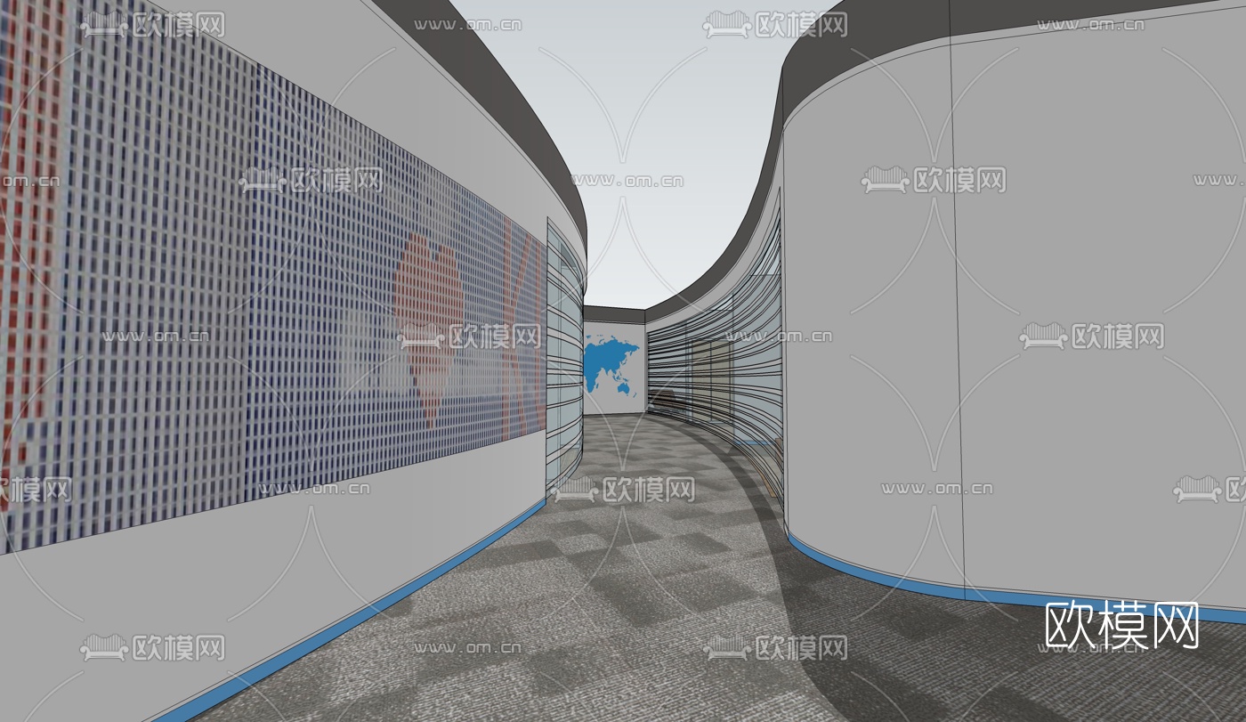 现代办公区su模型下载（渲染图5）