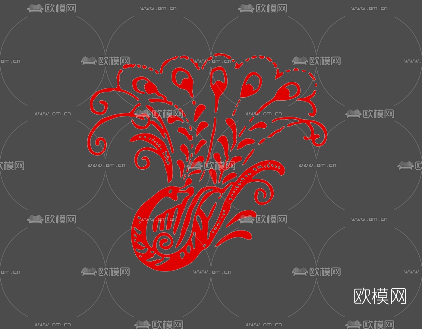 中式凤凰墙饰挂件免费su模型下载
