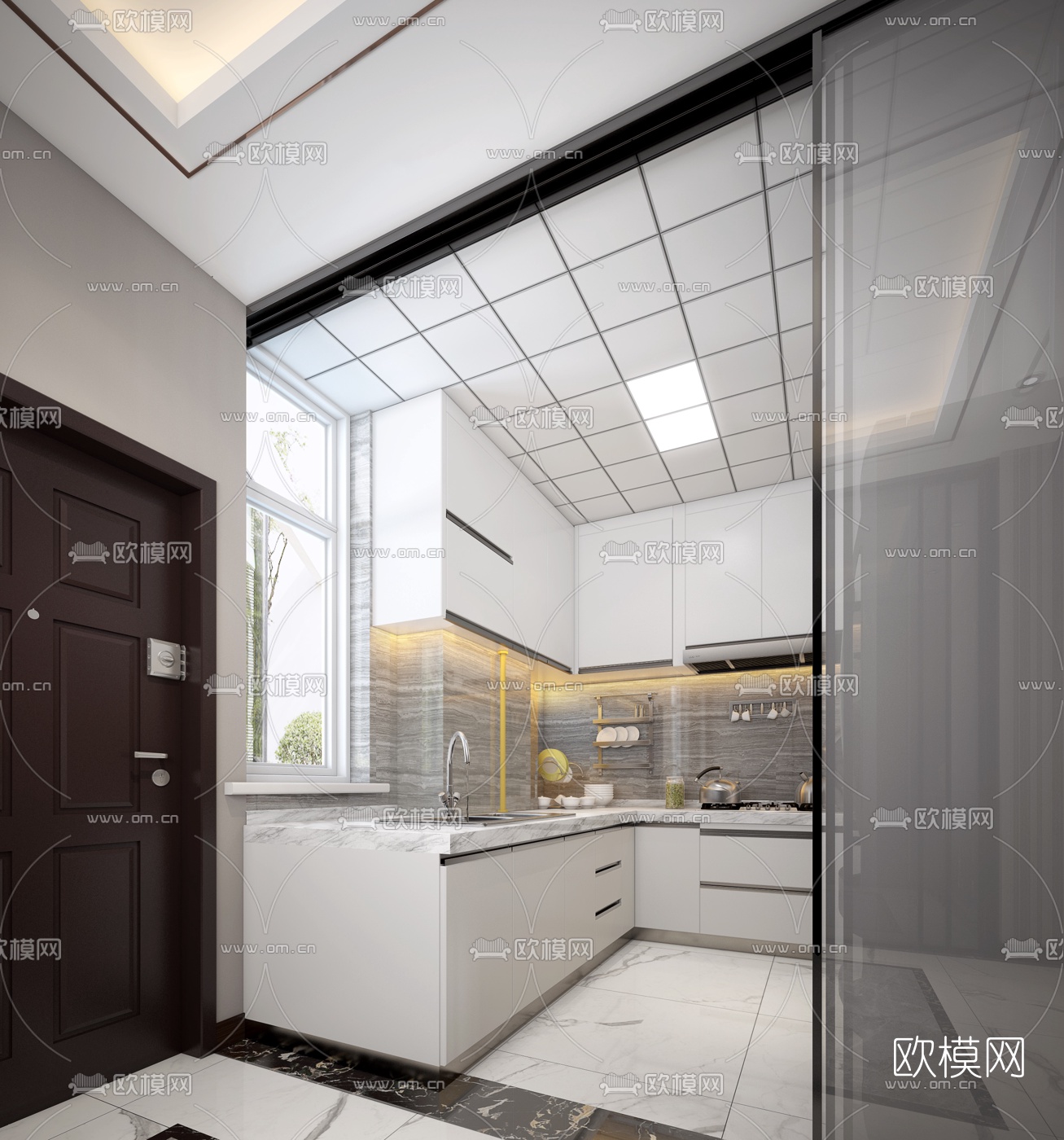 后现代客厅餐厅3d模型