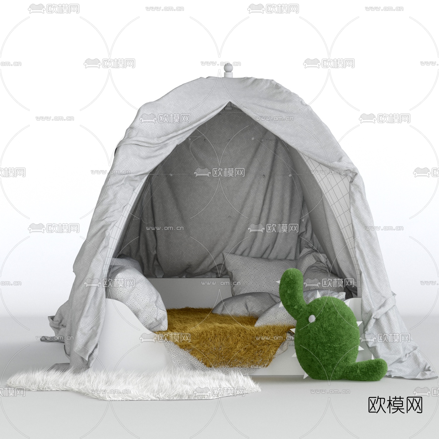 现代儿童帐篷软垫组合3d模型