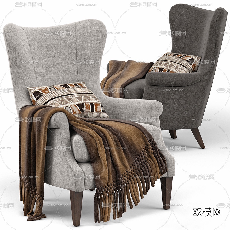 北欧布艺休闲沙发3d模型下载（渲染图2）