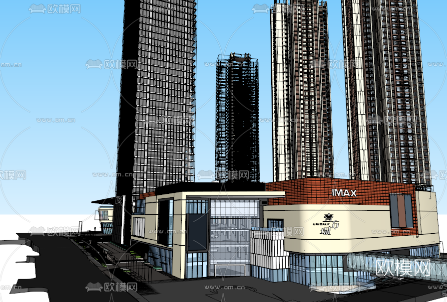 现代商住综合楼su模型