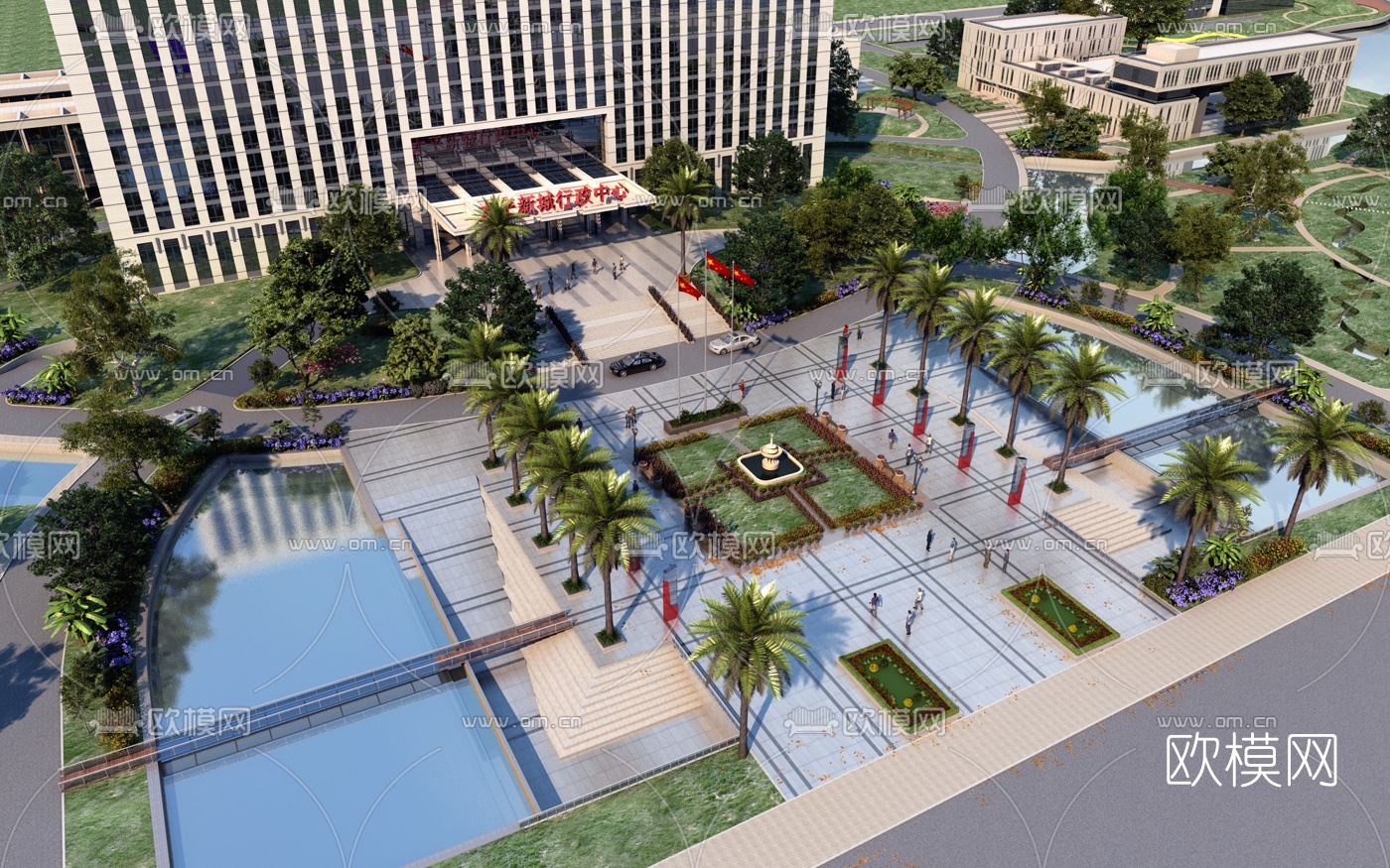现代广场鸟瞰3d模型下载